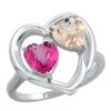 1.91 CTW Diamond, Pink Topaz & Morganite Ring 10K White Gold - REF-26W5F