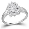 1/4 CTW Womens Round Diamond Cluster Ring 14kt White Gold - REF-23F9W