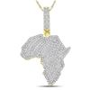 5/8 CTW Mens Round Diamond Africa Continent Charm Pendant 10kt Yellow Gold - REF-54Y5N