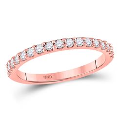 1/3 CTW Womens Round Diamond Wedding Single Row Band Ring 14kt Rose Gold - REF-34W3H