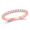 Image 1 : 1/3 CTW Womens Round Diamond Wedding Single Row Band Ring 14kt Rose Gold - REF-34W3H