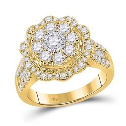 1 & 5/8 CTW Womens Round Diamond Flower Cluster Ring 14kt Yellow Gold - REF-170M5F