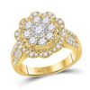 Image 1 : 1 & 5/8 CTW Womens Round Diamond Flower Cluster Ring 14kt Yellow Gold - REF-170M5F