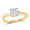 Image 1 : 1/3 CTW Womens Round Diamond Flower Cluster Ring 10kt Yellow Gold - REF-31H9R