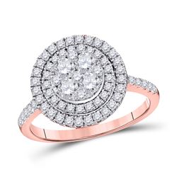 1 CTW Womens Round Diamond Circle Halo Cluster Ring 14kt Rose Gold - REF-97Y5N