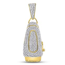 1 CTW Mens Round Diamond Barber Clipper Trimmer Charm Pendant 10kt Yellow Gold - REF-71T6V