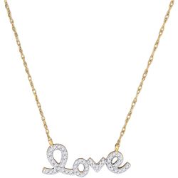 1/6 CTW Womens Round Diamond Love Pendant 10kt Yellow Gold - REF-15N2A