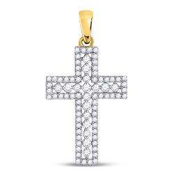 1/2 CTW Womens Round Diamond Cross Pendant 14kt Yellow Gold - REF-43M6F