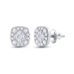 1/2 CTW Womens Princess Round Diamond Square Cluster Earrings 14kt White Gold - REF-47X6T