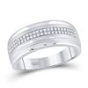 Image 1 : 1/6 CTW Mens Round Pave-set Diamond Double Row Wedding Band Ring 10kt White Gold - REF-36R2X