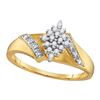 Image 1 : 1/10 CTW Womens Round Diamond Oval Cluster Ring 14kt Yellow Gold - REF-28H2R
