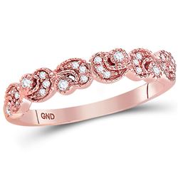 1/10 CTW Womens Round Diamond Crescent Stackable Band Ring 14kt Rose Gold - REF-29N4A