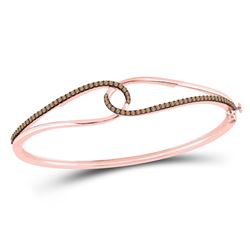 1/2 CTW Womens Round Brown Diamond Bangle Bracelet 14kt Rose Gold - REF-112V5Y