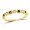Image 1 : 1/8 CTW Womens Princess Emerald Diamond Square Dot Stackable Band Ring 10kt Yellow Gold - REF-17T6V