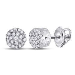 1/4 CTW Womens Round Diamond Cluster Earrings 14kt White Gold - REF-32T7V