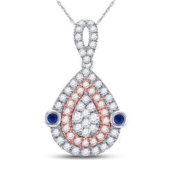 1/2 CTW Womens Round Diamond Teardrop Pendant 10kt Two-tone Gold - REF-38F2W