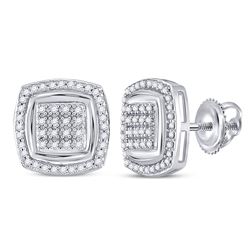 1/4 CTW Womens Round Diamond Square Earrings 10kt White Gold - REF-27N3A