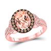 Image 1 : 2 & 1/3 CTW Womens Oval Morganite Brown Diamond Solitaire Ring 10kt Rose Gold - REF-72M3F