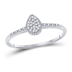 1/20 CTW Womens Round Diamond Teardrop Cluster Ring 10kt White Gold - REF-9Y5N