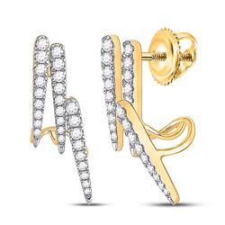 5/8 CTW Womens Round Diamond Fashion Earrings 14kt Yellow Gold - REF-64A8M