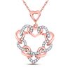 Image 1 : 1/6 CTW Womens Round Diamond Link Heart Pendant 10kt Rose Gold - REF-19V2Y