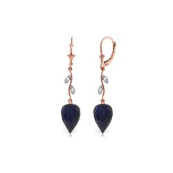 Genuine 25.72 ctw Sapphire & Diamond Earrings 14KT Rose Gold - REF-53K4V