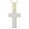 Image 1 : 1/4 CTW Mens Round Diamond Cross Charm Pendant 10kt Yellow Gold - REF-35V4Y