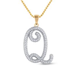 1/4 CTW Womens Round Diamond Initial Q Letter Pendant 10kt Yellow Gold - REF-17M6F