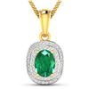 Image 1 : Natural 2.46 CTW Zambian Emerald & Diamond Pendant 14K Yellow Gold - REF-53R2F