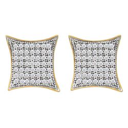 1/3 CTW Womens Round Pave-set Diamond Square Kite Cluster Earrings 10kt Yellow Gold - REF-21T8V