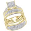 Image 1 : 1/2 CTW His Hers Round Diamond Square Matching Wedding Set 10kt Yellow Gold - REF-65F4W