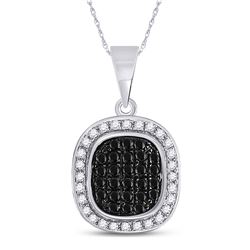 1/4 CTW Womens Round Black Color Enhanced Diamond Cluster Pendant 10kt White Gold - REF-13V5Y