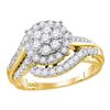 Image 1 : 1 CTW Round Diamond Cluster Bridal Wedding Engagement Ring 14kt Yellow Gold - REF-104R4X