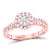 Image 1 : 1/2 CTW Round Diamond Solitaire Beaded ridal Wedding Engagement Ring 14kt Rose Gold - REF-51A8M