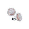 Image 1 : 1/3 CTW Womens Round Diamond Rose-tone Frame Octagon Cluster Earrings 10kt White Gold - REF-27T3V