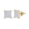 Image 1 : 1/5 CTW Mens Round Diamond Square Earrings 10kt Yellow Gold - REF-16T4V