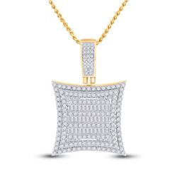 1 & 1/4 CTW Mens Baguette Diamond Square Kite Charm Pendant 10kt Yellow Gold - REF-95X5T