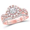 Image 1 : 1 CTW Round Diamond Twist Bridal Wedding Ring 14kt Rose Gold - REF-132Y8N