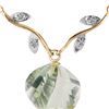 Image 1 : Genuine 13.02 ctw Green Amethyst & Diamond Necklace 14KT Yellow Gold - REF-43W3Y