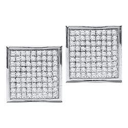 1/20 CTW Womens Round Diamond Square Earrings 10kt White Gold - REF-8Y3N