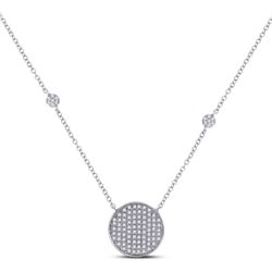 1/4 CTW Womens Round Diamond Circle Cluster Necklace 10kt White Gold - REF-34X3T