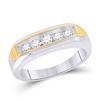 Image 1 : 1/2 CTW Mens Round Diamond Single Row Band Ring 10kt Two-tone Gold - REF-61W4H