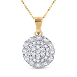 1/3 CTW Womens Round Diamond Flower Cluster Pendant 14kt Yellow Gold - REF-27R3X