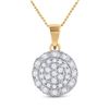 Image 1 : 1/3 CTW Womens Round Diamond Flower Cluster Pendant 14kt Yellow Gold - REF-27R3X