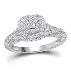 3/4 CTW Round Diamond Solitaire Halo Bridal Wedding Engagement Ring 10kt White Gold - REF-42A8M