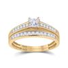 Image 1 : 1/2 CTW Princess Diamond Bridal Wedding Ring 10kt Yellow Gold - REF-47X9T
