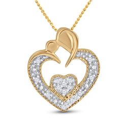 0.03 CTW Womens Round Diamond Heart Pendant 10kt Yellow Gold - REF-6F2W