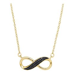 1/6 CTW Womens Round Black Color Enhanced Diamond Infinity Pendant 10kt Yellow Gold - REF-13W5H