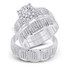 Image 1 : 7/8 CTW His Hers Round Diamond Halo Matching Wedding Set 10kt White Gold - REF-99M2F