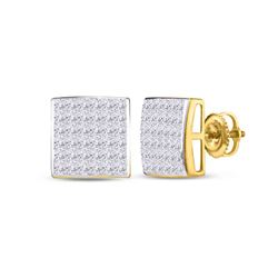 1 CTW Womens Princess Diamond Square Earrings 14kt Yellow Gold - REF-70H3R